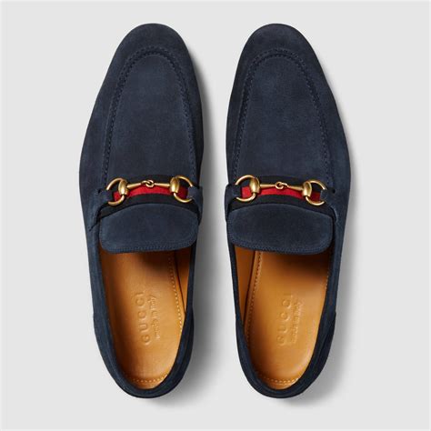 Men's loafer with Horsebit and Web in blue suede 